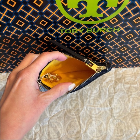 Tory Burch T Monogram Jacquard Card Case Tory Navy Gold - Picture 6 of 9